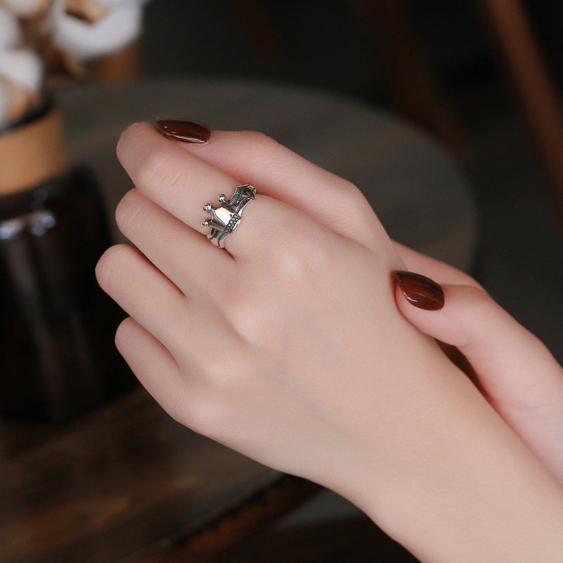 Silver Princess Crown Ring Vintage Retro Geometric Design 1cm Wide Individually Packed Gift Ready Packaging Now