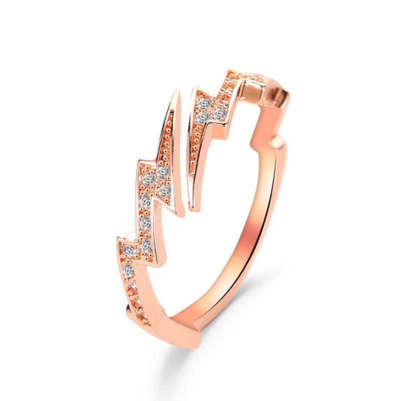 Womens Ring Gold Plated Adjustable Band Irregular Geometric Zircon Rose Gold And White Ring Creative Fashion Jewelry