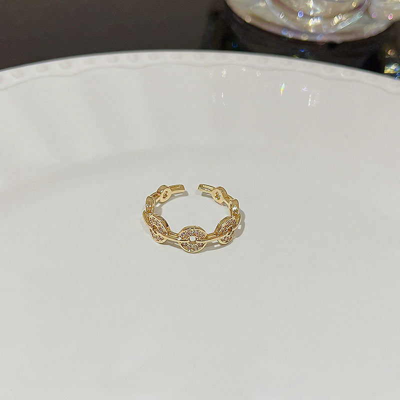 Open Ring For Women Butterfly Zircon Inlaid Copper Ring With Bow Square Heart Elements Fashion Jewelry Sparkle