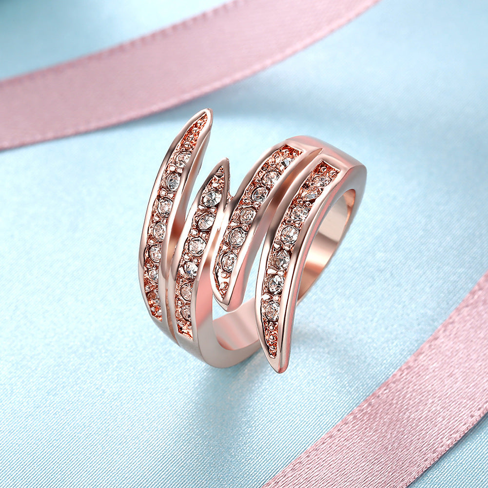 Rose Gold Electroplated Zircon Ring Geometric Couple Jewelry For Him And Her Gift For Lovers Wedding Fashion Accessory
