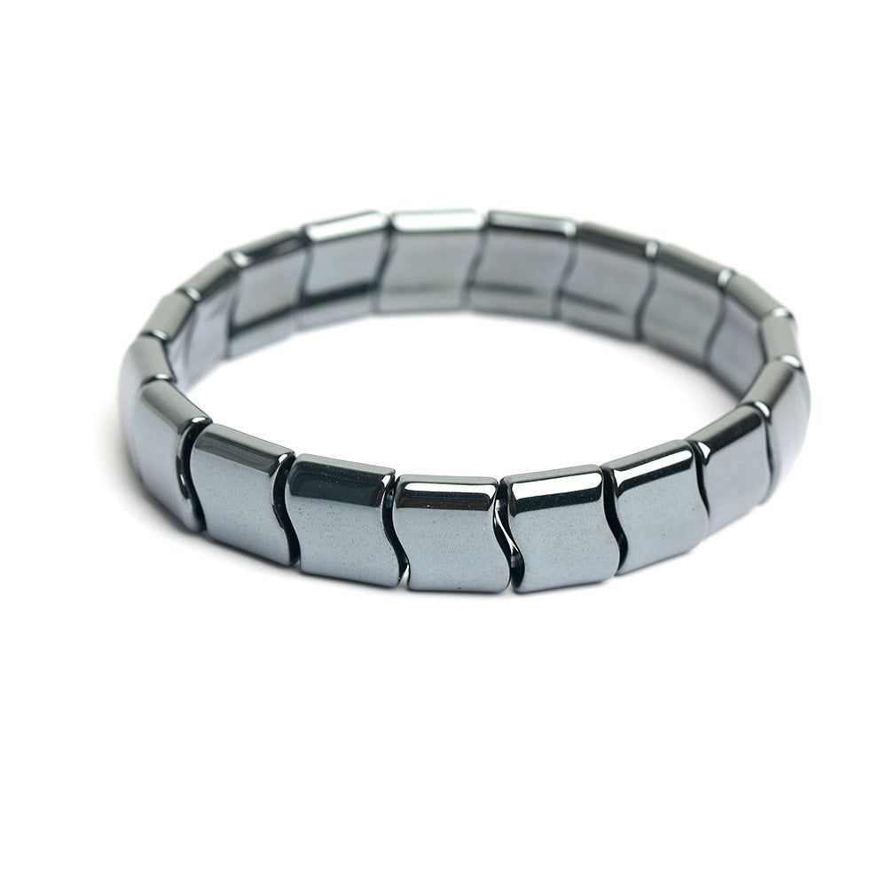 Geometric Hematite Bracelet For Men Black Stone Jewelry