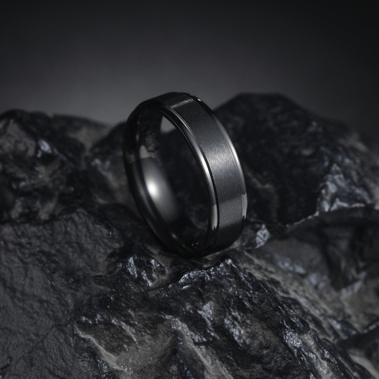 Titanium Steel Ring 6mm Wide Band Step Sand Surface Matte Finish Unisex European Design Ring For Men And Women