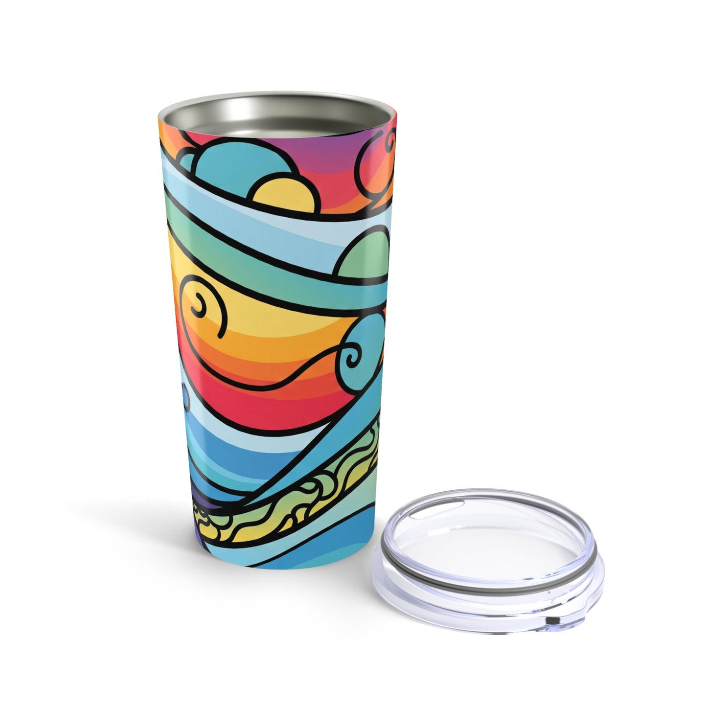 20oz Stainless Steel Travel Tumbler Printed Design Double Wall Vacuum Insulation Spill Resistant Hot Cold Coffee