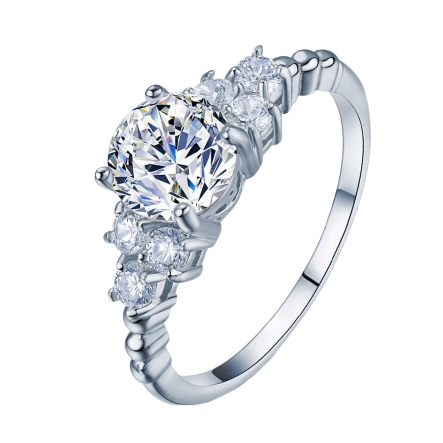 Princess Silver Tone Ring With Simulated Diamond Inlaid For Women Size 6 7 8 9 Elegant Jewelry Gift Ready Anew For You