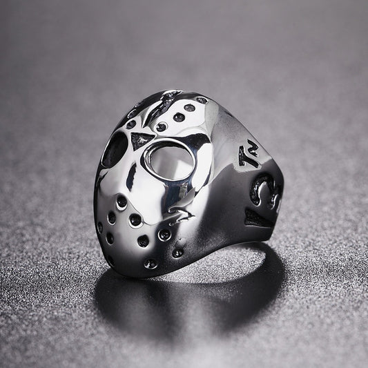 Men's Titanium Steel Ghost Head Skull Ring Gothic Biker Jewelry Accessory Durable High Quality Timeless Styles