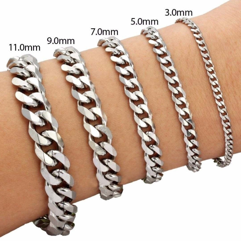 Alloy Six Sided Cuban Link Bracelet Electroplated Gold Or Steel Color For Men And Women Fashion Jewelry Styles