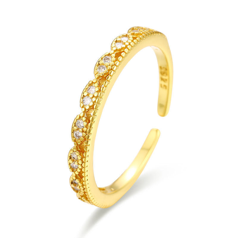925 Sterling Silver Ring for Women Korean Jewelry Inlaid Silver Multi Bead Mesh Chain Drop Double Zirconium Single Row Diamond Rings and Bands