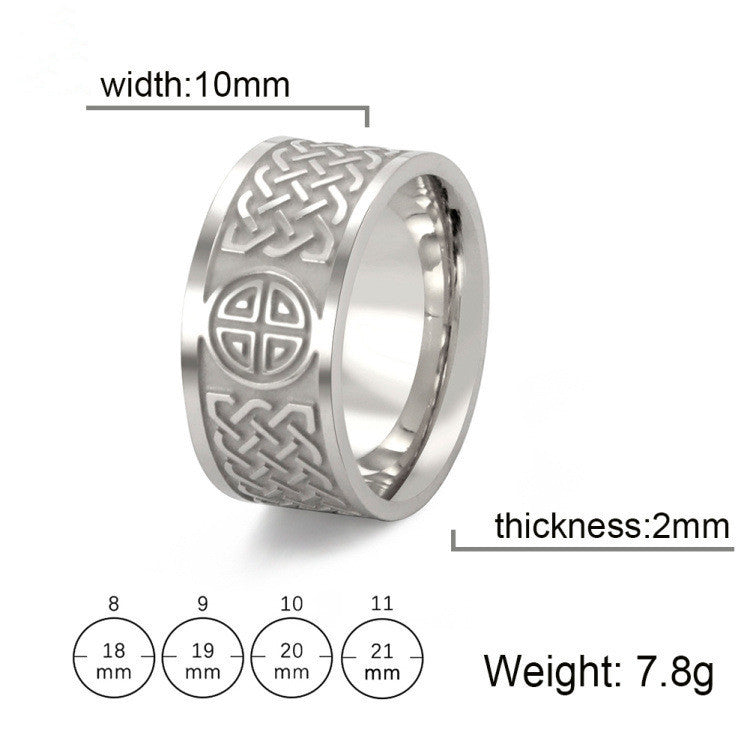 Spacer Square Celtic Knot Ring Unisex Fashion Titanium Steel Electroplated Finish Blackened Steel GoldFinishes