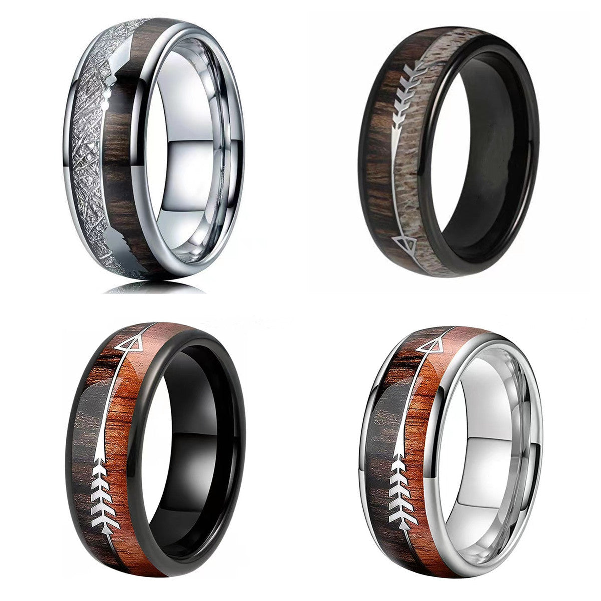 Handmade Titanium Steel Ring With Velvet Black Sandalwood Inlay For Men And Women Fashionable Bands Size 5 6 7