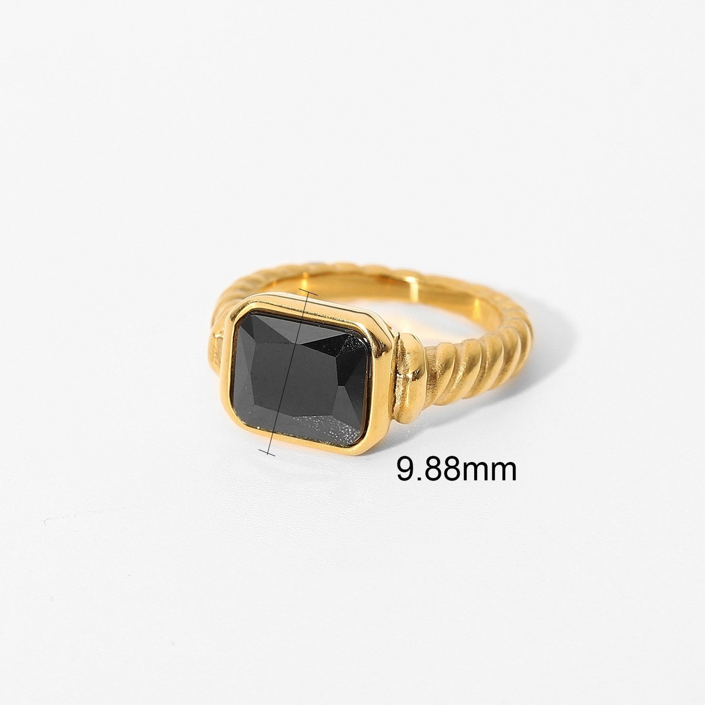 Womens Gold Plated Stainless Steel Ring with Zircon Stone Trendy Circle Ring for Women Fashion Jewelry Gift for Her Elegant Ring Sizes 6 7 and 8