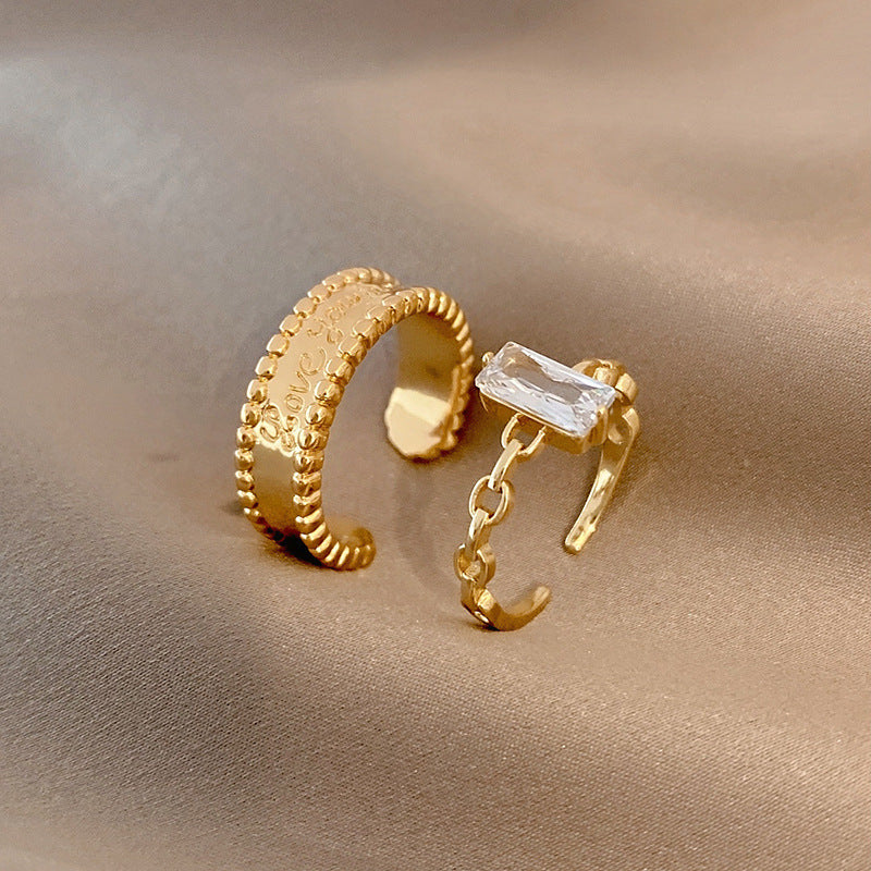 Womens Adjustable Silver Ring With Geometric Zircon Decor Irregular Metal Plated Jewelry Gift For Her Everyday Style