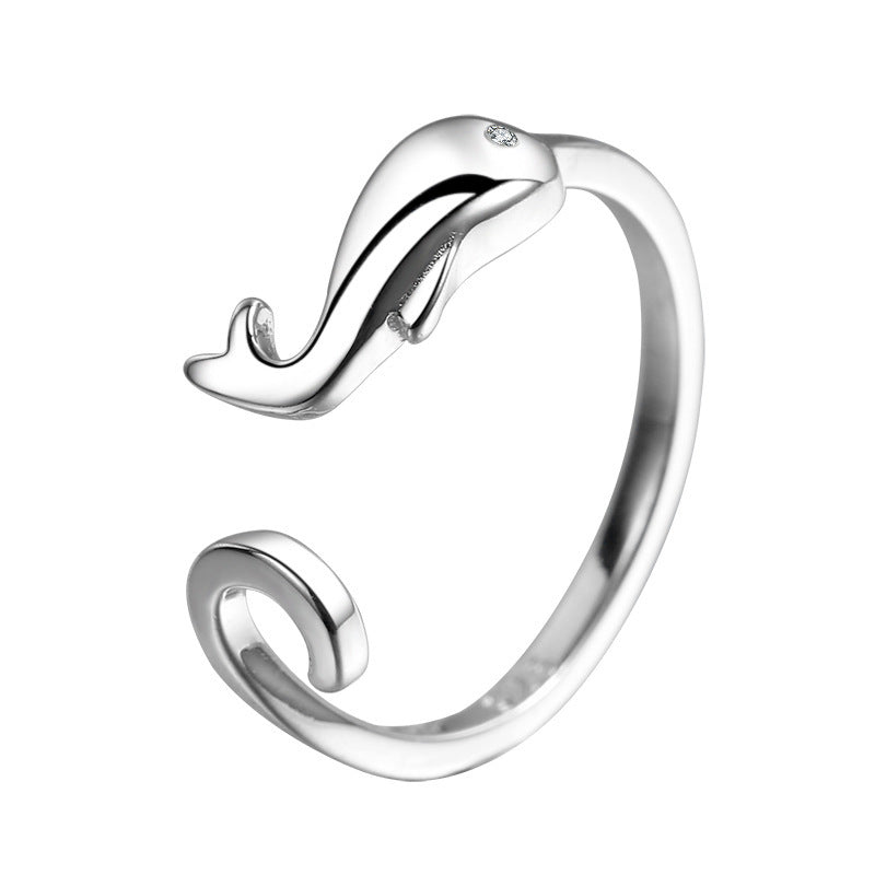Womens Dolphin Ring Silver Electroplated Jewelry Gift For Her 6mm Simple Fashion Ring With Polished Finish Everyday