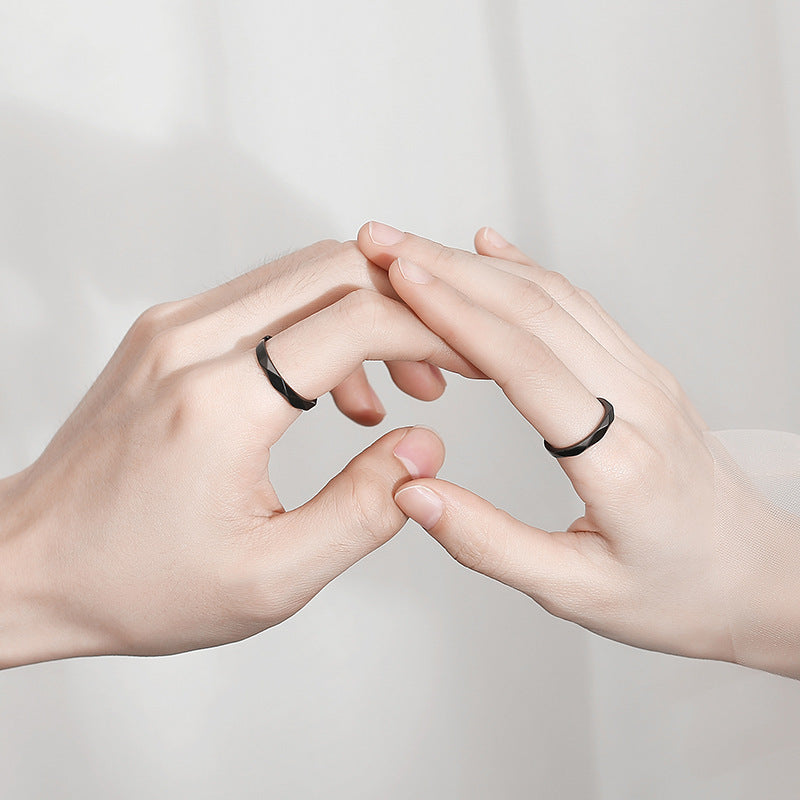 Couple Rings Set Adjustable Matching Rings Him And Her Silver Diamond Korean Elegant Simple Promise Rings Rose