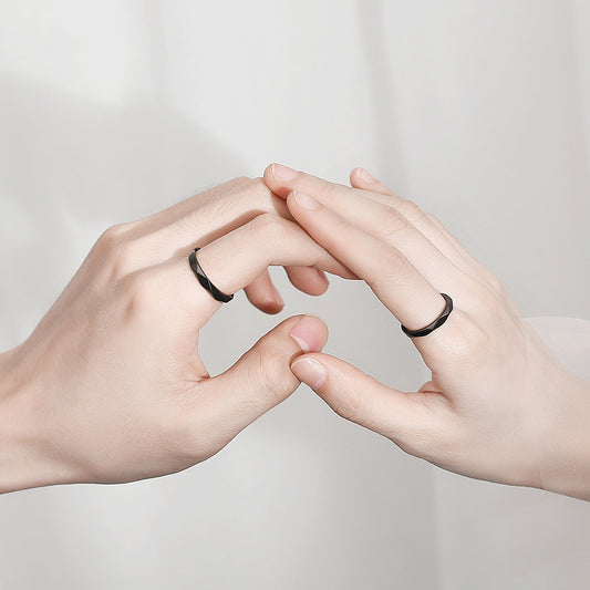 Couple Rings Set Adjustable Matching Rings Him And Her Silver Diamond Korean Elegant Simple Promise Rings Rose