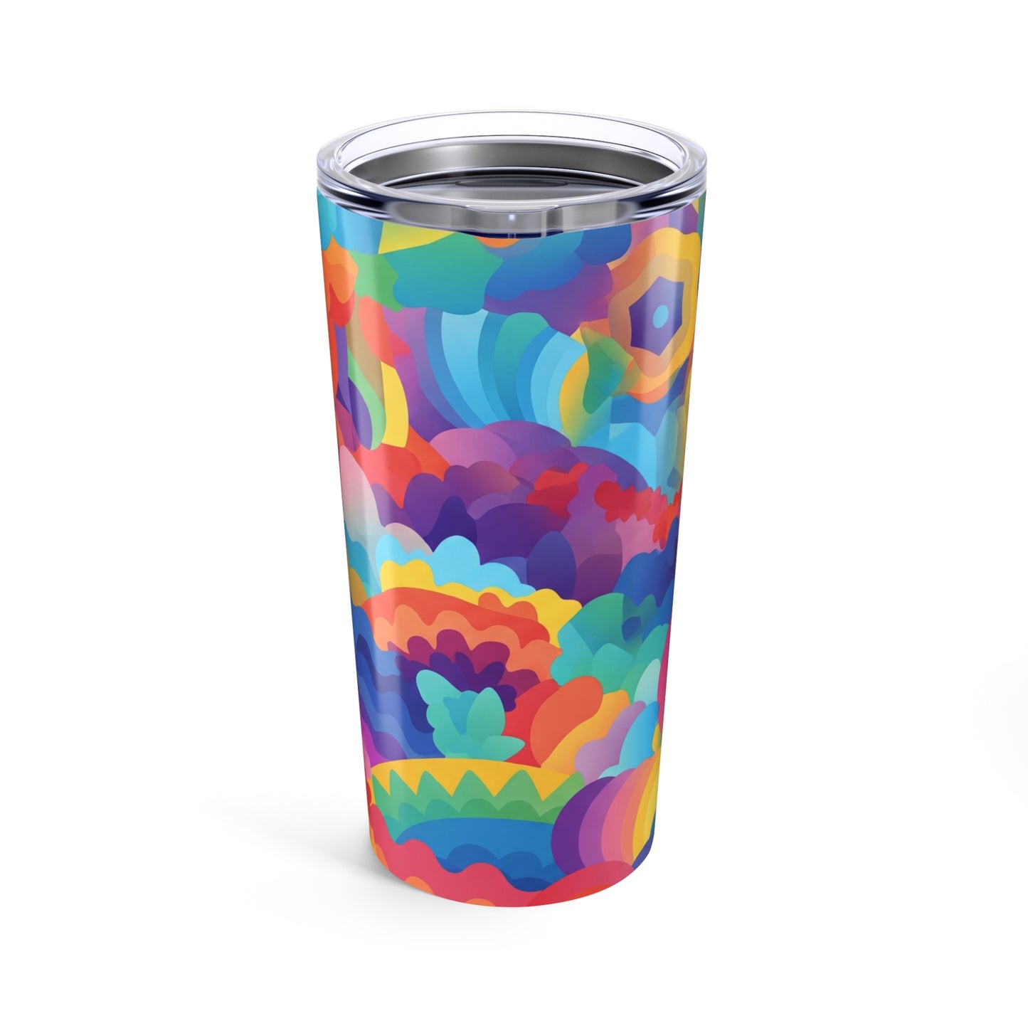 20 Oz Stainless Steel Tumbler With Double Wall Vacuum Insulation Spill Resistant Printed Design For Hot And Cold