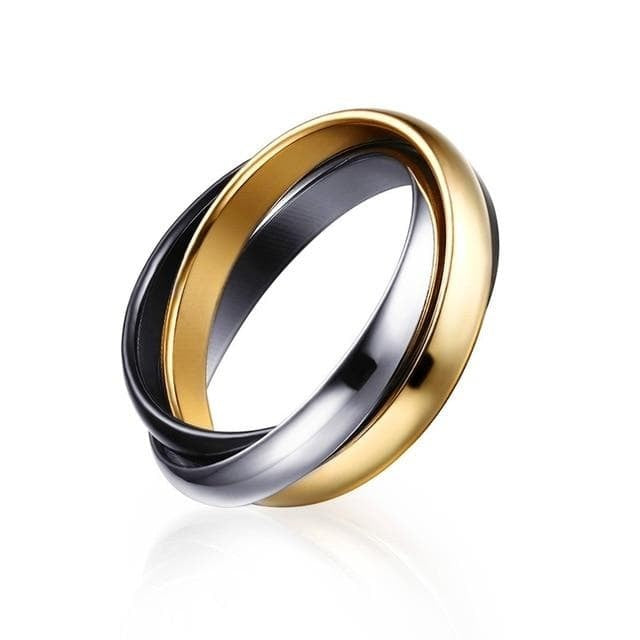 Tricolor Titanium Steel Ring Geometric Design For Unisex Elegant European American Style Electroplated Finish Shine
