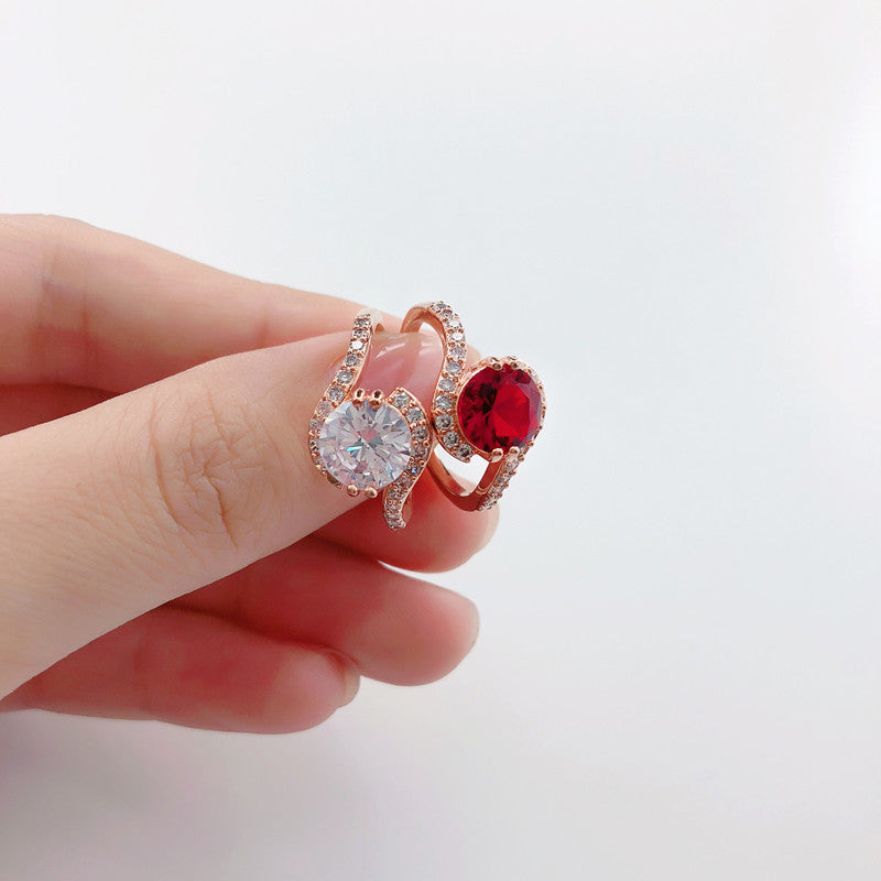 Rose Gold Plated Zircon Ring With Geometric Copper Setting Elegant Jewelry Gift For Her Great Everyday Shine Now