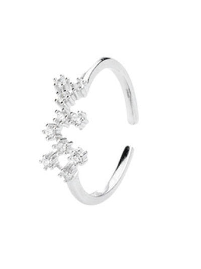 Womens Adjustable Zodiac Sign Ring Copper With White Gold Inlay Gemstone Diamond Ring For Women Girls Sparkles