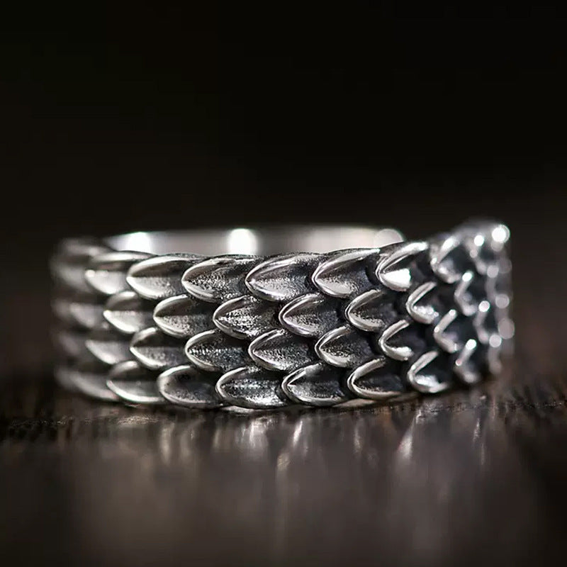 Retro Dragon Scale Copper Ring For Men Adjustable Vintage Style Jewelry Accessory Hand Scaled Dragon Looks Now