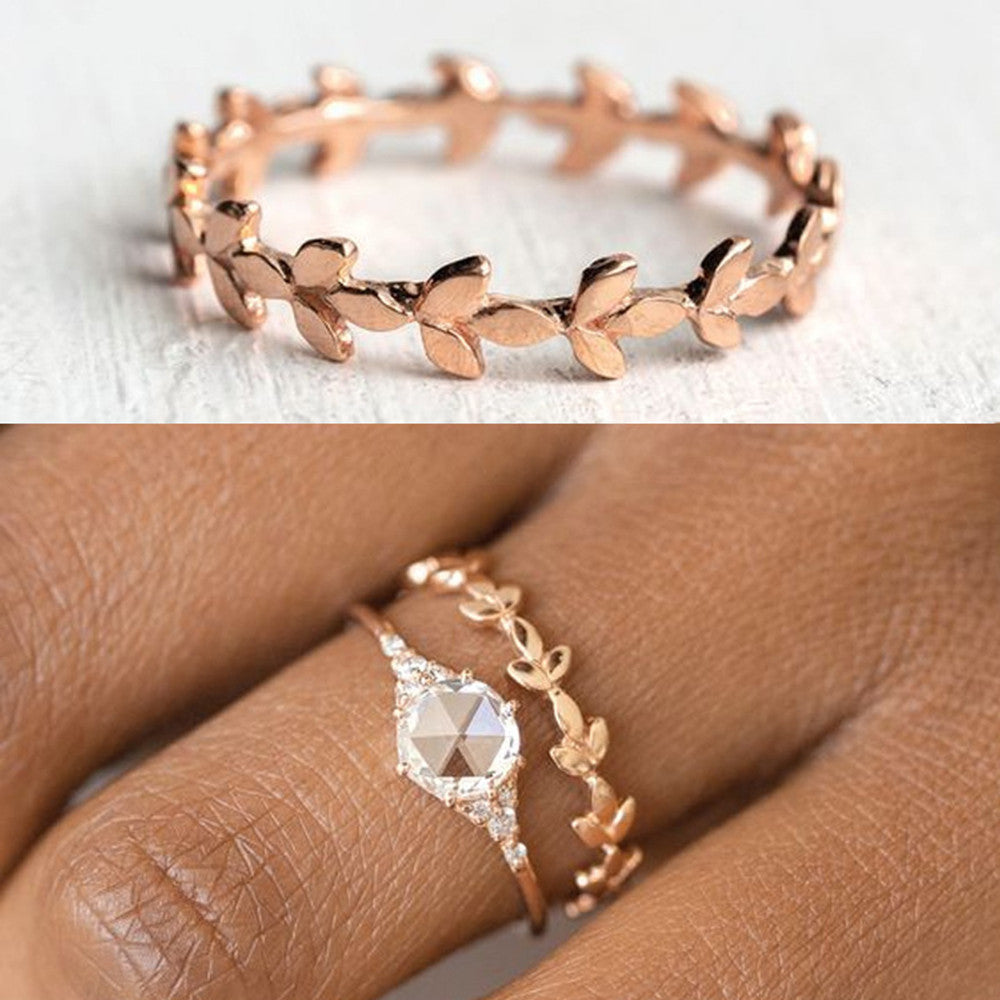 Geometric Copper Ring Rose Gold Electroplating And Rattan