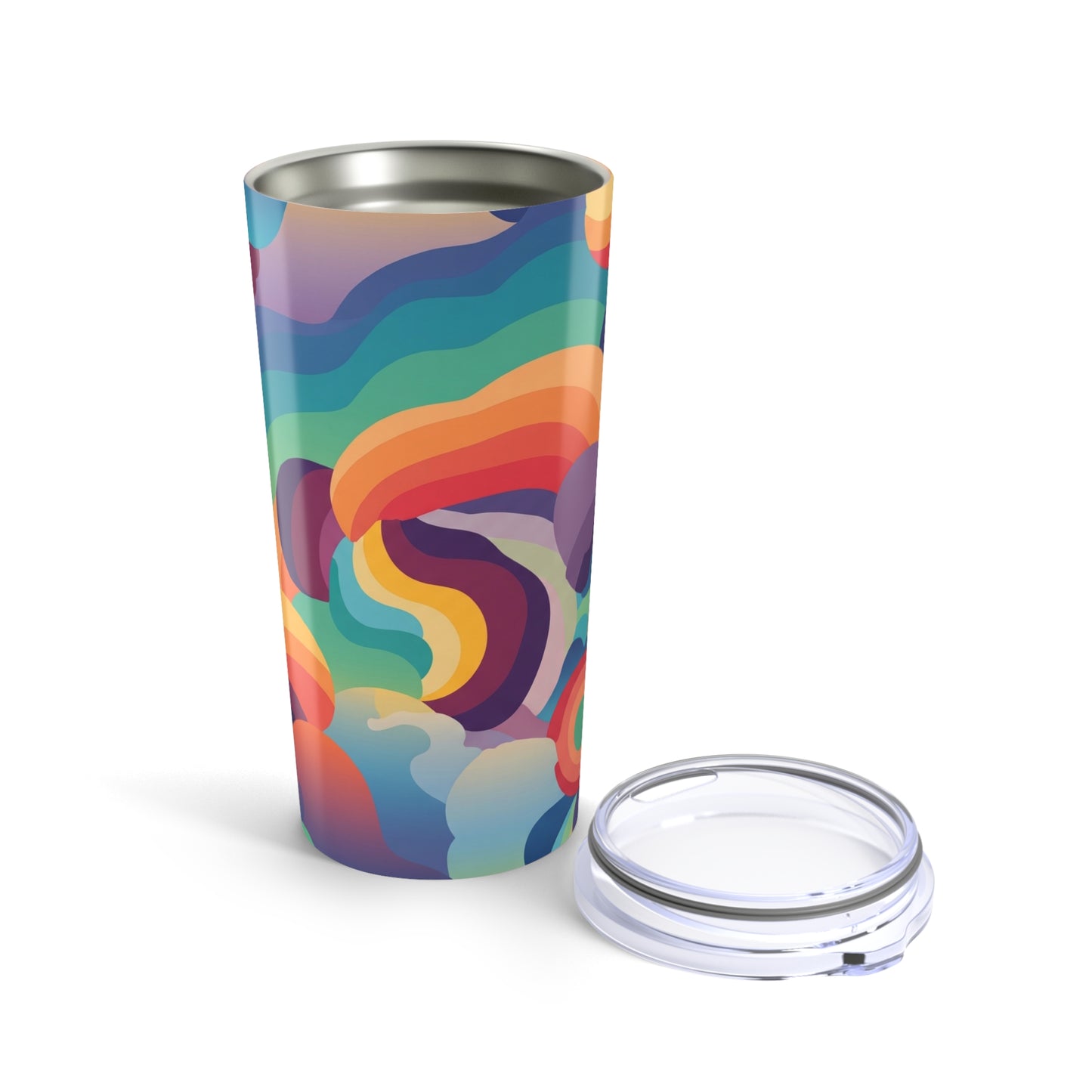 20oz Stainless Steel Tumbler With Printed Design Double Wall Vacuum Insulated Spill Resistant Coffee Cup Lids