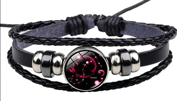 Couples Woven Leather Bracelet Vintage Constellation Design Zodiac Gift For Anniversary Travel Keepsake Gift Box Ready