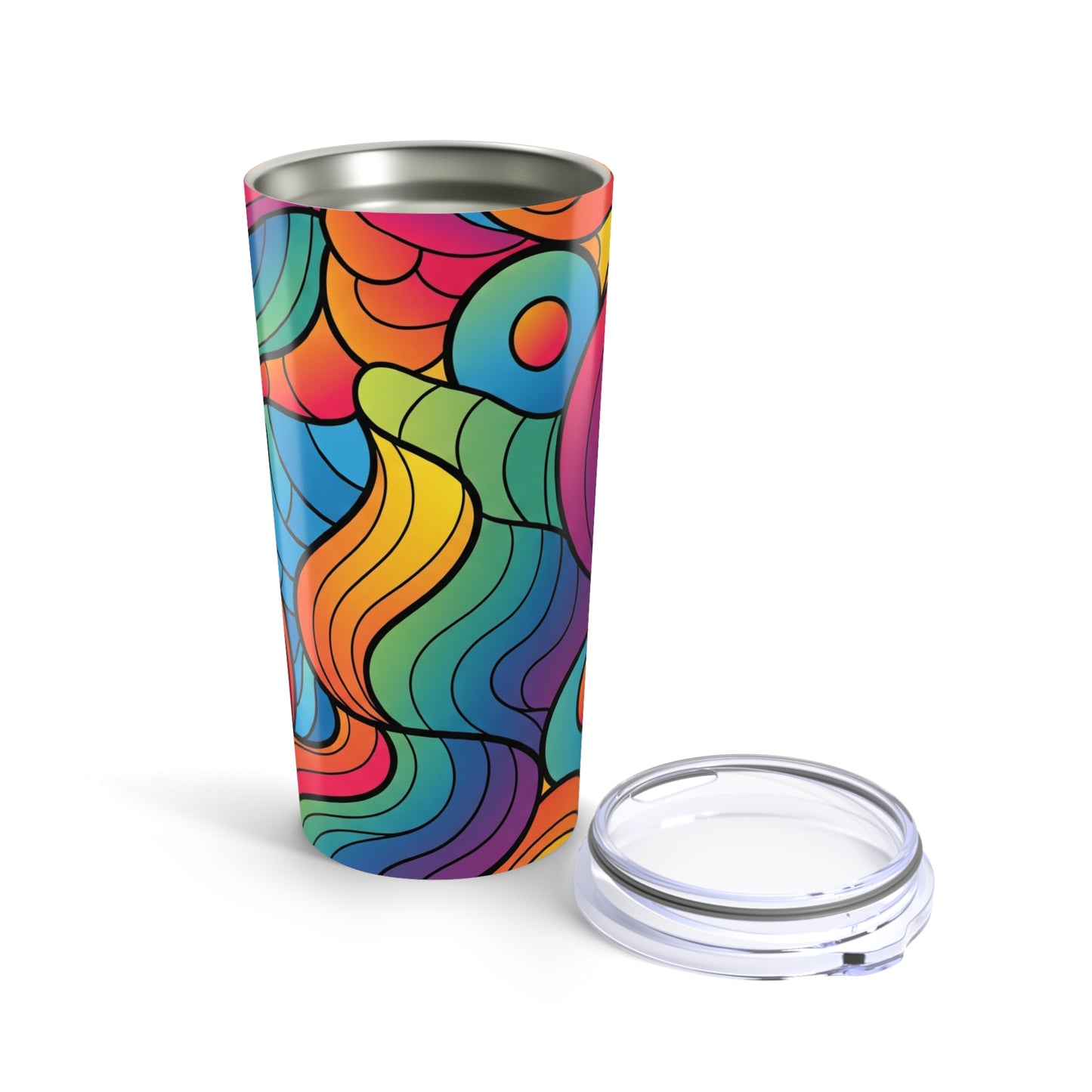 20oz Stainless Steel Tumbler With Double Wall Vacuum Insulation And Printed Design Leak Proof Lid For Hot Or Cold