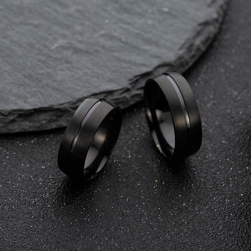 Geometric Black Stainless Steel Ring Unisex Durable Everyday Jewelry Fashionable Ring 6 7 8 9 10 11 12 13 Size