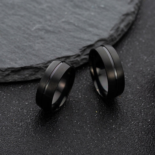 Geometric Black Stainless Steel Ring Unisex Durable Everyday Jewelry Fashionable Ring 6 7 8 9 10 11 12 13 Size