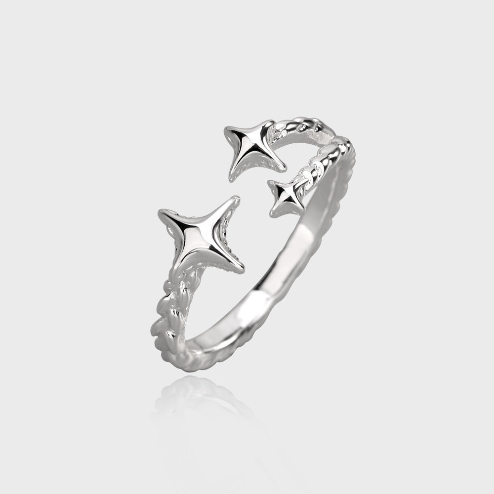 Cool Wind Colorless Small Design Adjustable Index Finger Ring Copper Plated With Gem Inlay Modern Elegant Look
