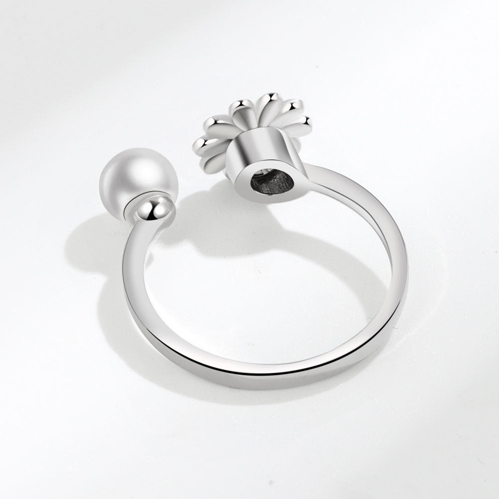 Copper Zircon Inlaid Rotating Daisy Drip Oil Ring For Fashion Jewelry Trendy For Special Occasions Handcrafted 9mm