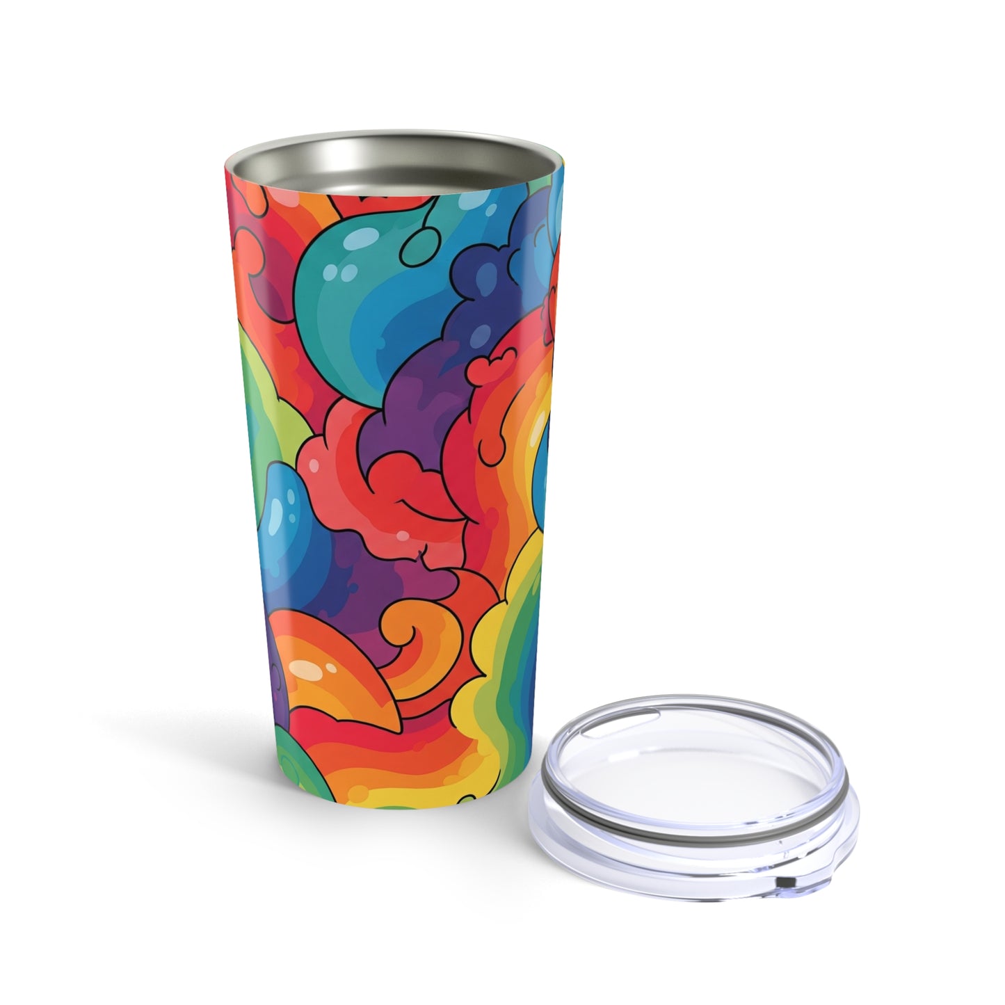20 Ounce Stainless Steel Tumbler With Printed Pattern Double Wall Vacuum Insulated Spill Resistant Travel Mug