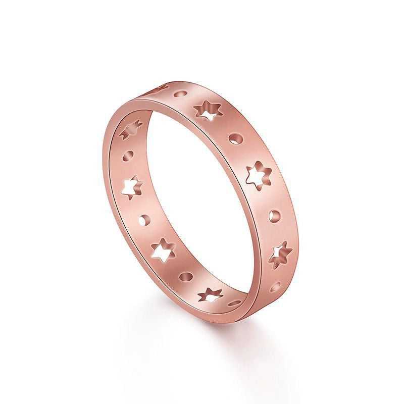 Stainless Steel Star Ring For Women Glossy Jewelry Gift