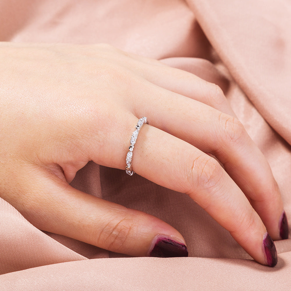 Adjustable Ring With Peach Zircon Heart Copper Electroplated Splicing Design For Index Finger Europe And America Style