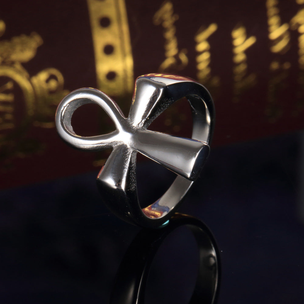 Stainless Steel Hollow Cross Ring Europe And America Fashion Jewelry Religious Band Ring Gift For Any Occasion