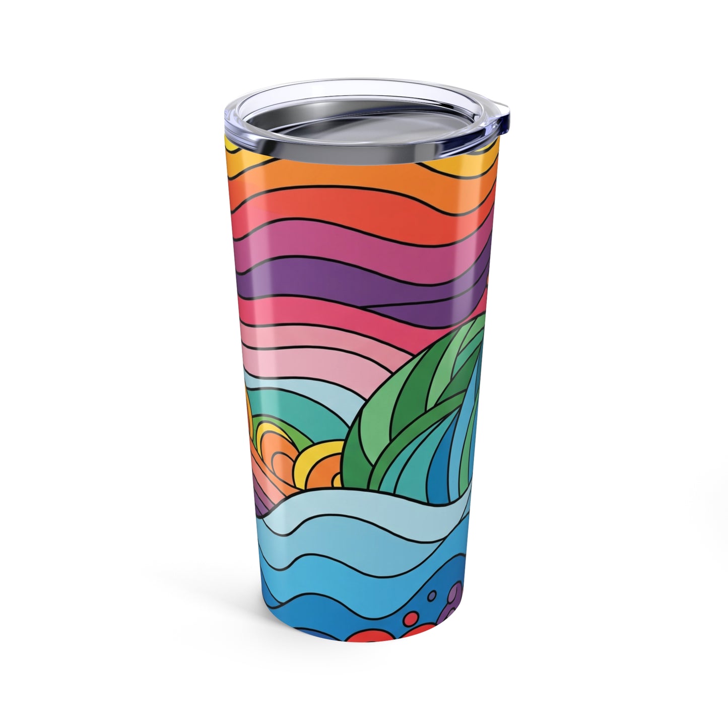 20oz Stainless Steel Travel Tumbler With Printed Art Double Wall Vacuum Insulated Leak Proof Thermal Coffee Cup