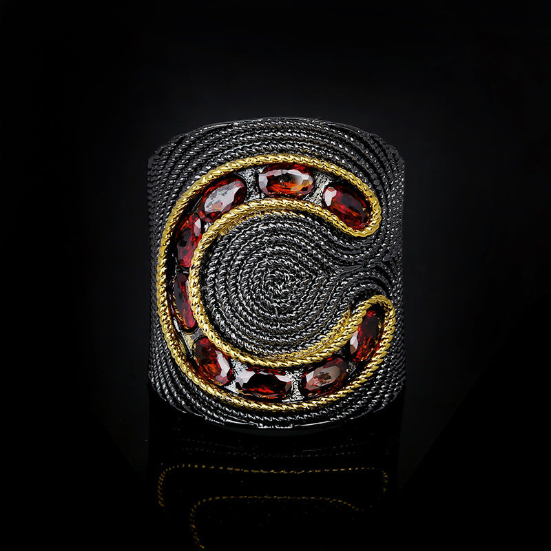 Women's New Hong Kong Style Lace Edge High Carbon Diamond Ring