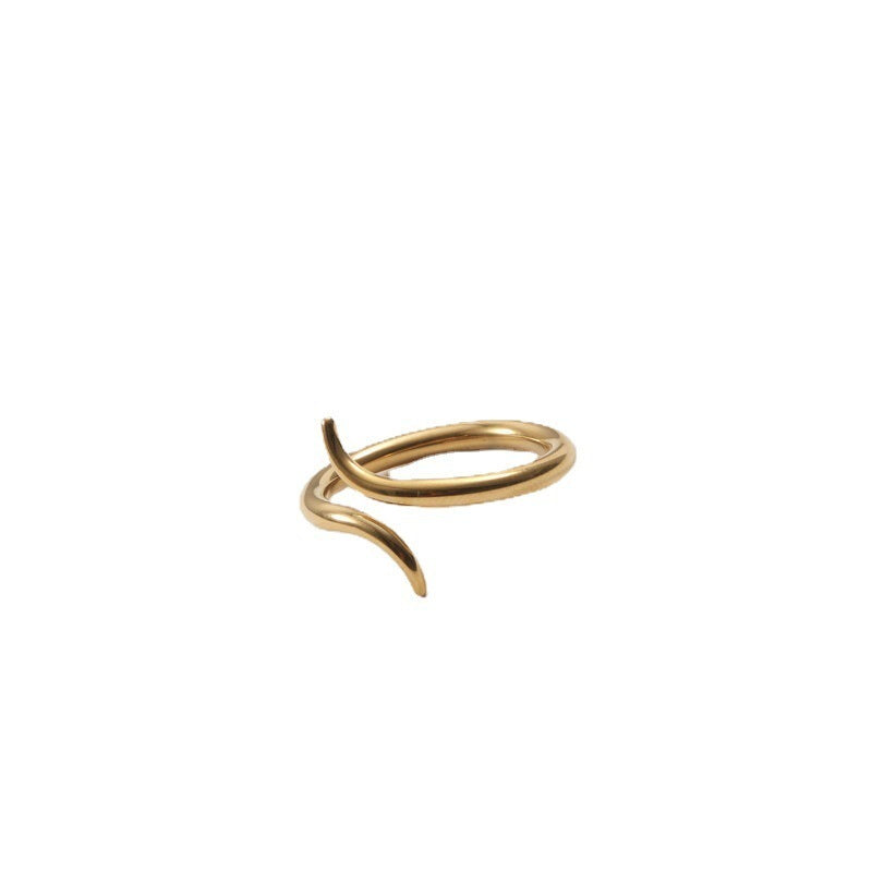 Gold Titanium Steel Snake Ring 18K Electroplated Geometric Design For Women Jewelry Elegant Geometric Modern Ring