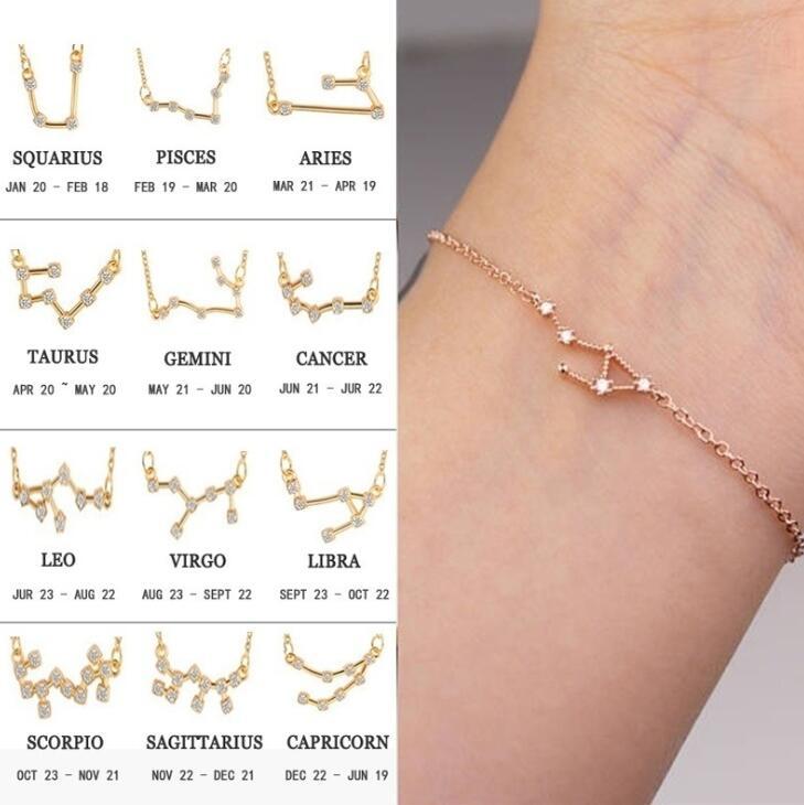 Crystal Constellation Bracelet For Women And Girls Adjustable Length Extender Chain Alloy Charm Everyday Style