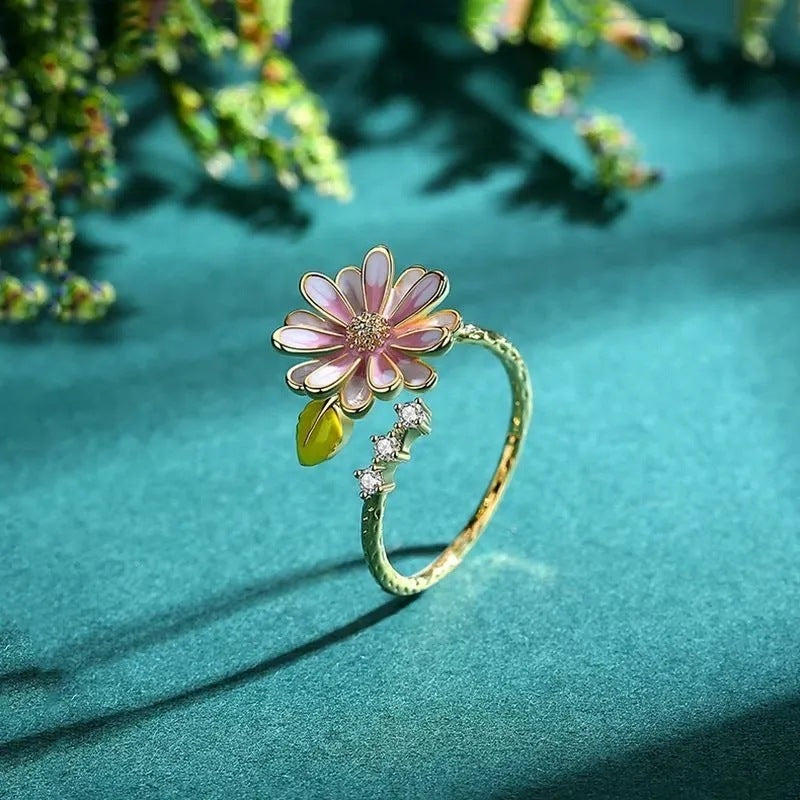 Women Open Ring Daisy Ornament Adjustable Copper Jewelry With Elegant Simple Design Ideal Everyday Accessories