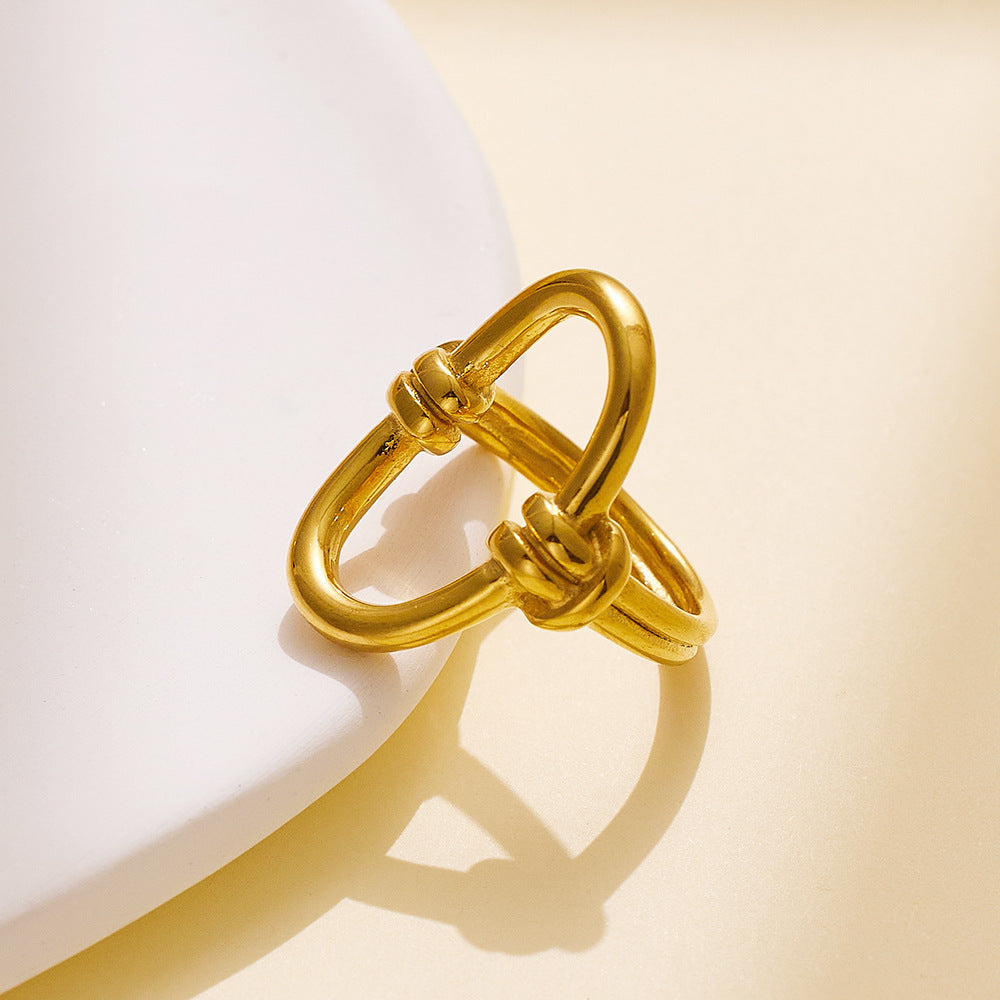 Womens Titanium Steel Stackable Rings with Micro Inlaid Zircon Geometric Round Design Jewelry For Everyday Use