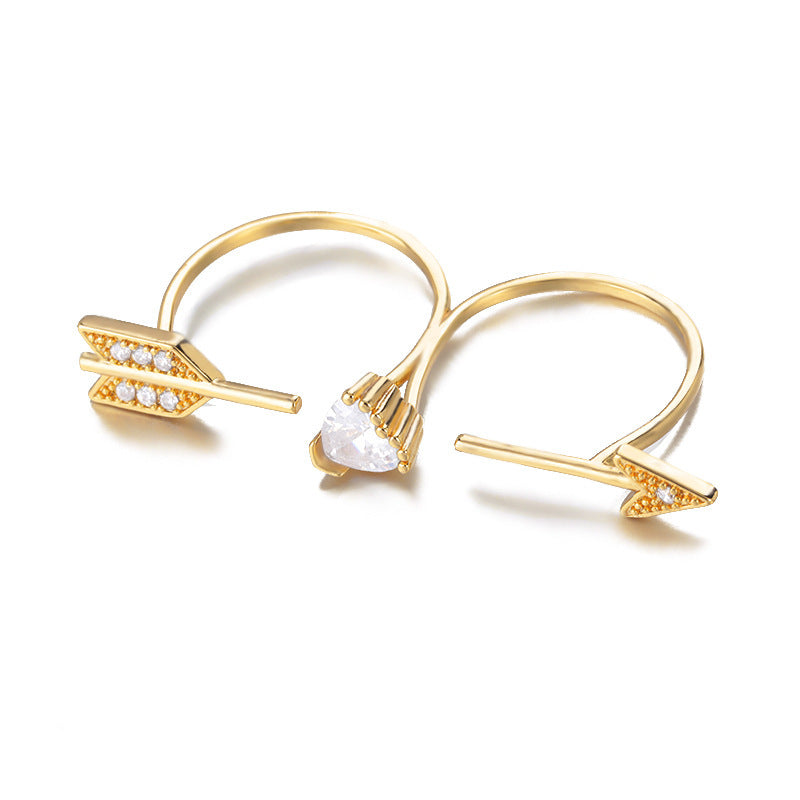 Womens Adjustable Zirconia Arrow Ring Copper Jewelry Dainty Elegant Statement Accessory For Daily Wear Anniversary Gift