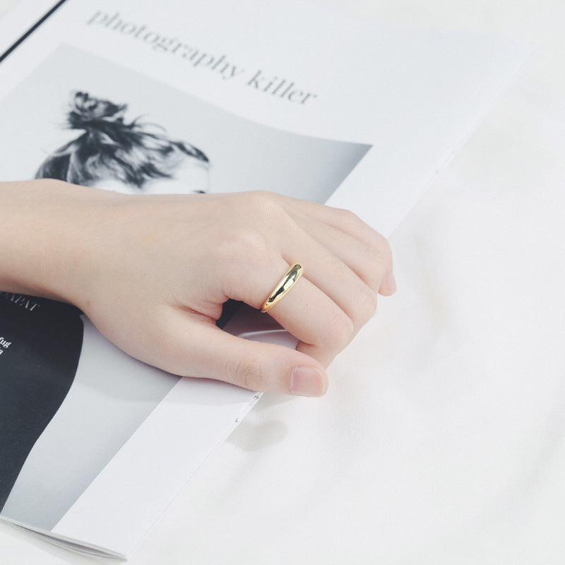 Unisex Geometric Ring Adjustable Opening Silver Band 5mm Wide Simple Durable Electroplated Jewelry Accessory Gift Ready