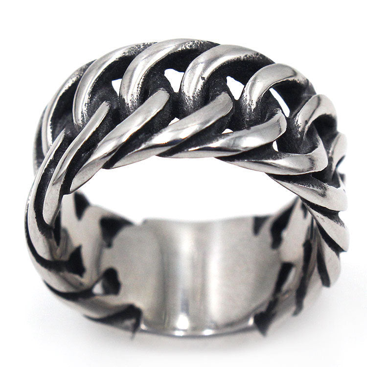 Mens Titanium Steel Ring Retro Geometric Design Durable Fashion Jewelry For Him High Quality Everyday Wear Now