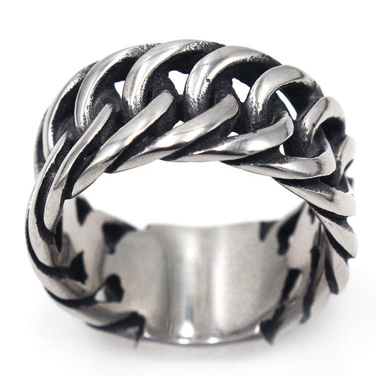 Mens Titanium Steel Ring Retro Geometric Design Durable Fashion Jewelry For Him High Quality Everyday Wear Now