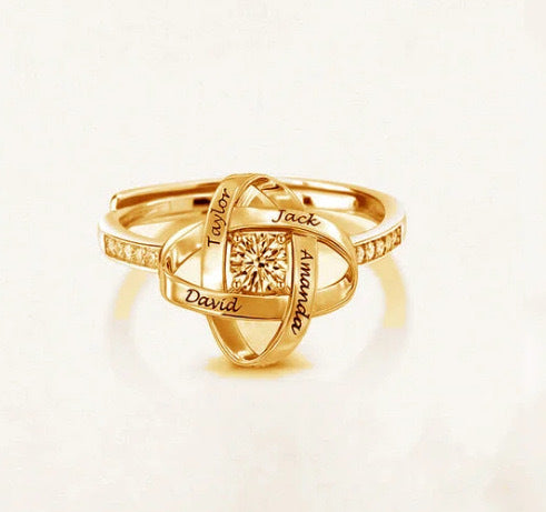 Womens Silver Clover Ring Adjustable Open Band Electroplated Personalized With Letters Numbers Or Text Unique