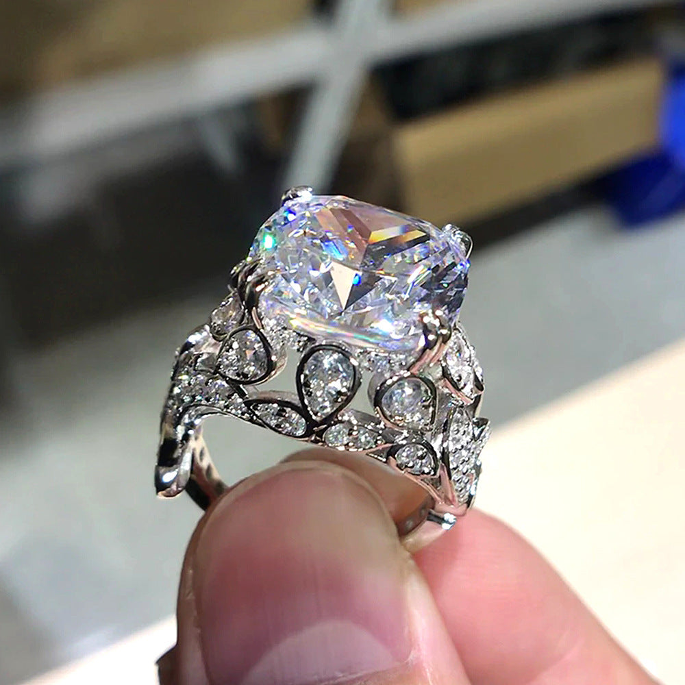 Womens Zircon Ring Gold Plated Copper Fashion Jewelry Colorful Pattern Artificial Gemstone Elegant Gift For Her