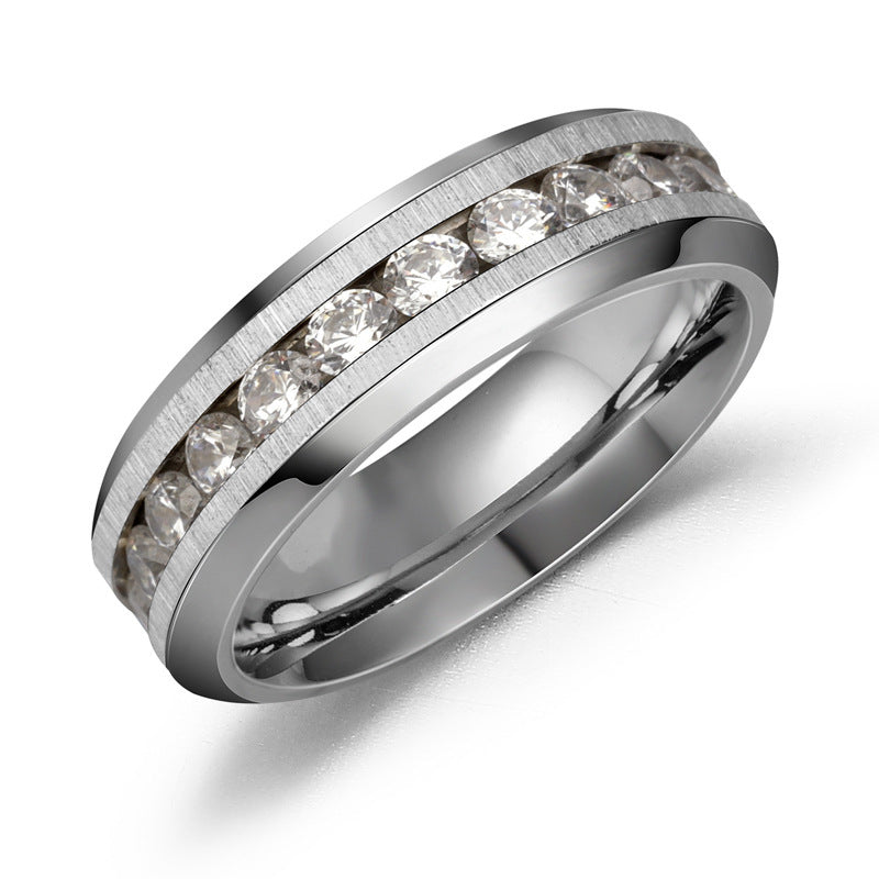 Men's Titanium Steel Ring Embossed Alphabet Number Text Band European And American Fashion Simple Electroplated Ring For Him Gift