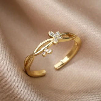 Geometric Copper Ring With Bee Design European American Fashion Statement Jewelry Fishbone Ring Golden Elegant