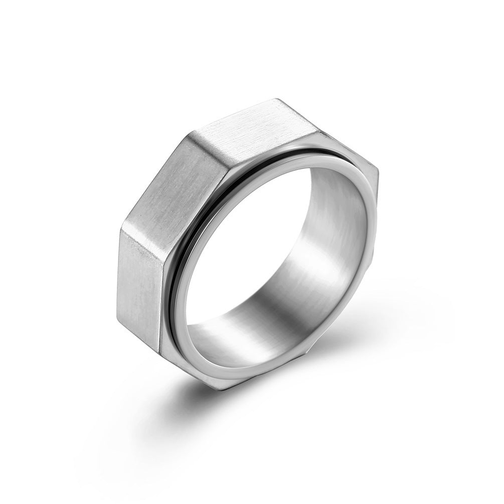 Octagon Nut Titanium Steel Rotating Decompression Ring Unisex Jewelry Size 7 8 9 10 11 12 Stylish Unisex Accessory
